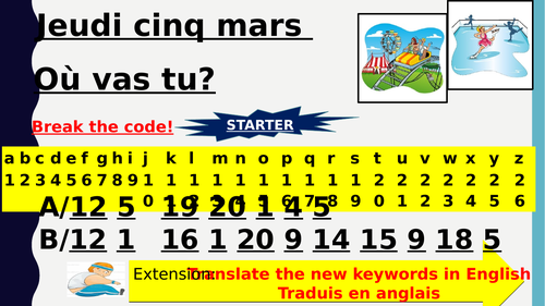 Year 7 lesson on places in town-  Series of kinesthetic activities on 'ma ville'