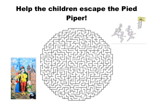 Help the children escape the Pied Piper maze puzzle