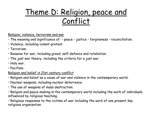 REVISION FOR WAR, PEACE AND CONFLICT AQA RS