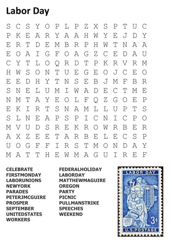 Labor Day Word Search