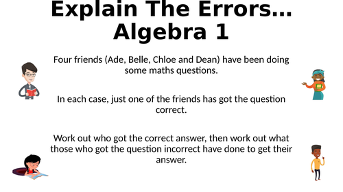Explain The Errors - Algebra 1