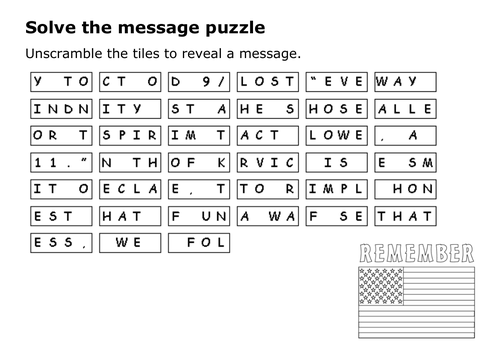 Solve the message puzzle about Patriot Day by President Barack Obama