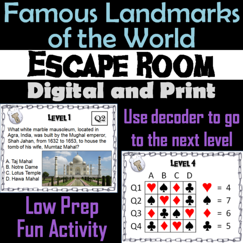 Famous Landmarks of the World: Escape Room Geography