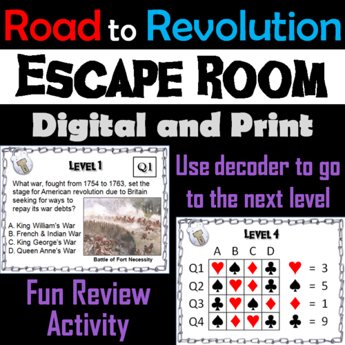 Road to Revolution Activity: Social Studies Escape Room