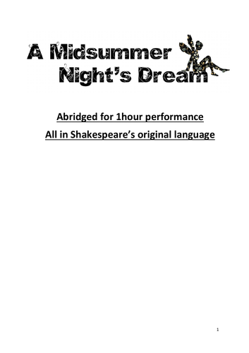 A Midsummer Night's Dream - Script - Abridged 1 hour