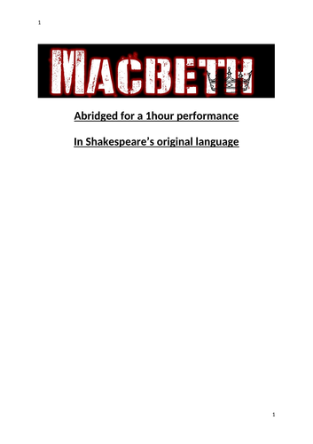 Macbeth Script - Abridged 1hour