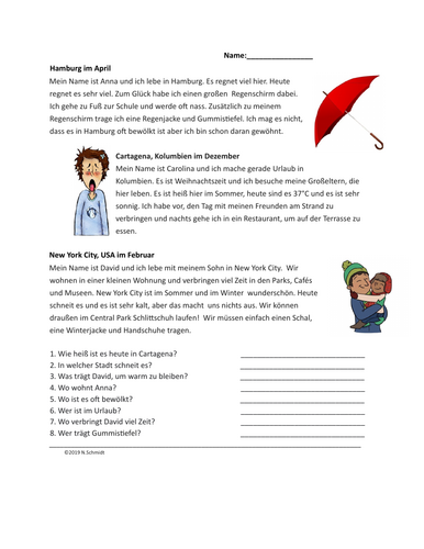 Das Wetter in meiner Stadt Lesung: German Weather Reading + Clothing / Kleidung