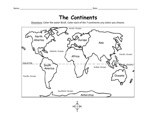 Color The Continents | Teaching Resources