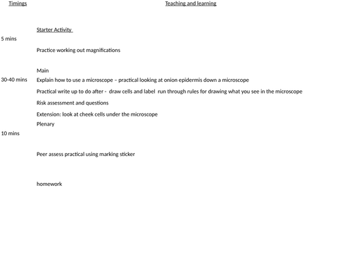 Microscopes practical KS3