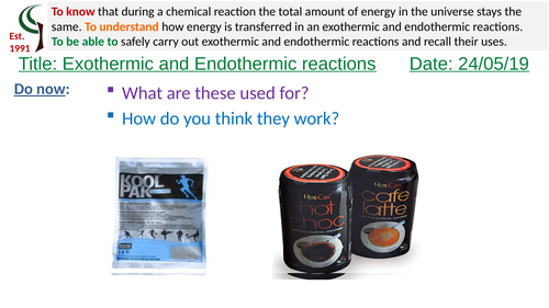 AQA Exothermic and endothermic reactions