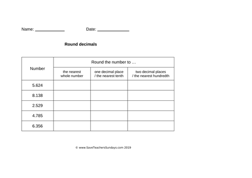 Year 5 Rounding Decimals Worksheets Differentiated Presentation And Other Resources Teaching Resources