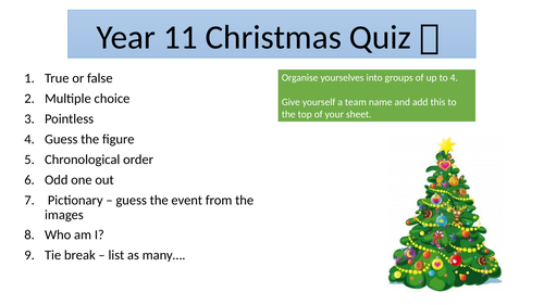 GCSE Christmas Quiz