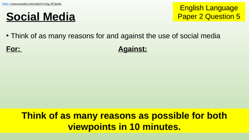 Social Media - argumentative writing