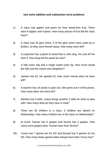 problem solving year 5 addition and subtraction