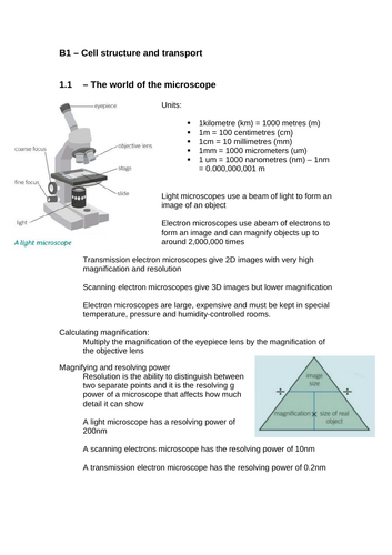 Biology Paper 1 (triple) Revision