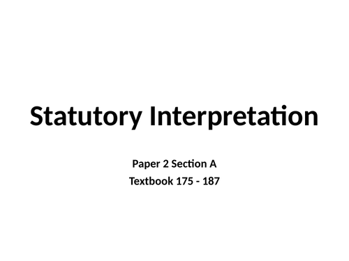 Statutory Interpretation Lesson