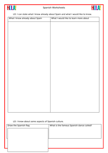 Autumn Terms Spanish Worksheets