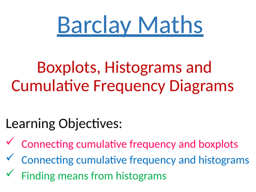 Boxplots Histograms Cumulative Frequency Diagrams Matching Exercise