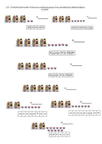 Counting in tens and adding on