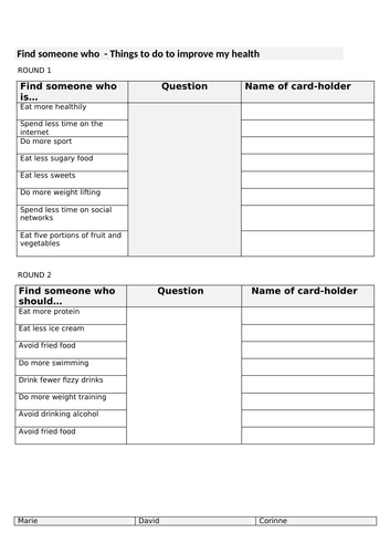 KS3/4 - Things to do to stay healthy (pool of resources across skills)