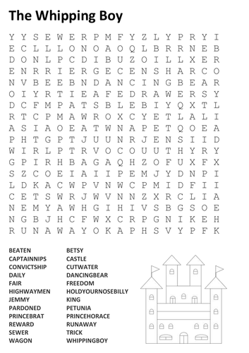 The Whipping Boy Word Search | Teaching Resources