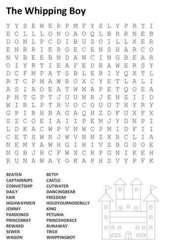The Whipping Boy Word Search