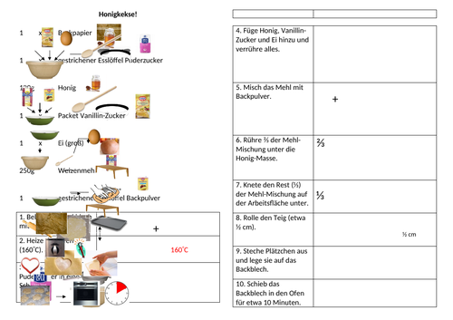 Honigkekse (Honey Cakes) Recipe Instructions in German and English