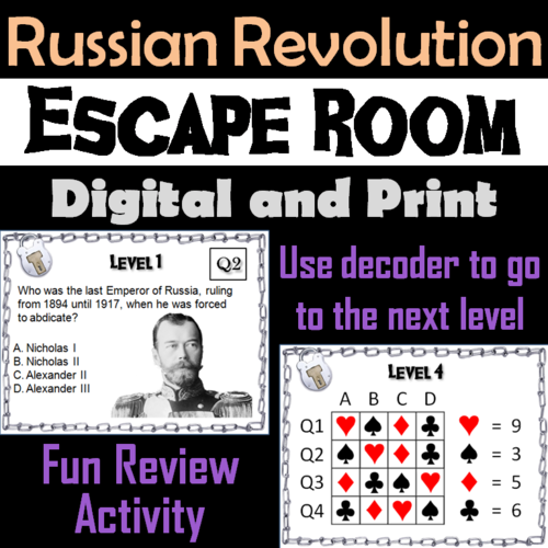 Russian Revolution Activity: Social Studies Escape Room History