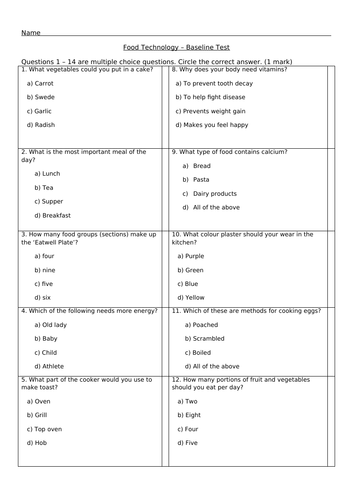 Year 7 baseline test