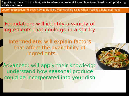 Lesson 2  Year 8 - Stir fry