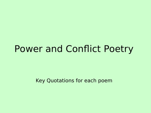 Power and Conflict Poetry Revision