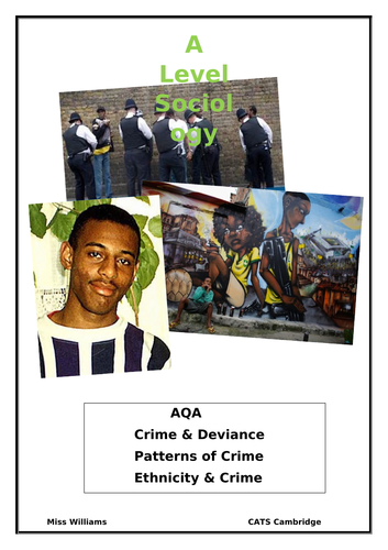 Ethnicity and crime booklet A level Sociology booklet