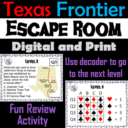 Texas Frontier Activity: Escape Room Social Studies