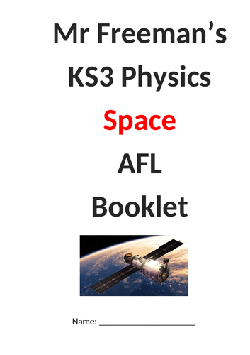 KS3 Space AFL booklet with mark scheme