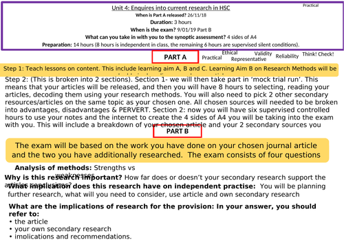 Health and Social Care Unit 4 Enquiries into current research CRIB SHEET