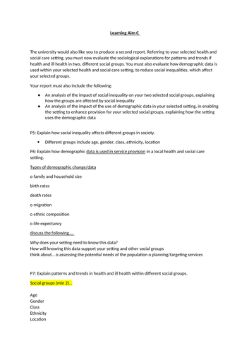 Unit 10 Sociological Perspective DETAILED guidence for learning aim C criteria P5,P6,P7