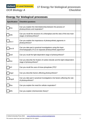 Photosynthesis A Level OCR Biology A (New Specification)