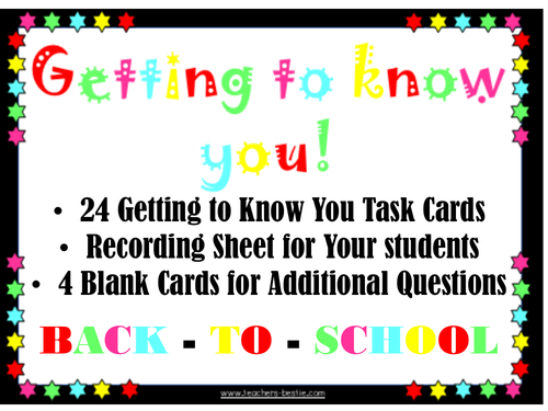 Getting to Know you task Cards: Ideal Back-to-School Ice Breaker!