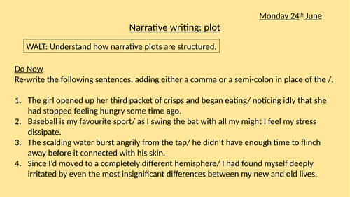 Narrative writing (series of 4-5 lessons) for KS4 GCSE Paper 2