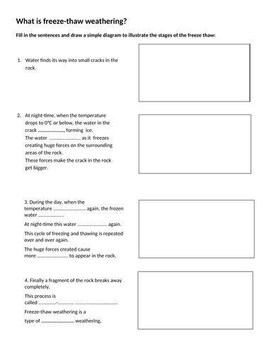 Freeze Thaw Action Worksheet