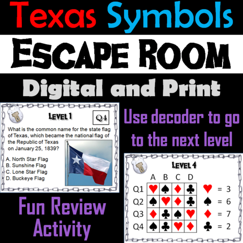 Texas Symbols Activity: Escape Room Social Studies | Teaching Resources