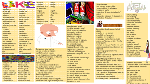 Vocabulary mat about school section 1