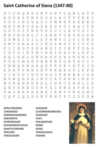 Saint Catherine of Siena Word Search