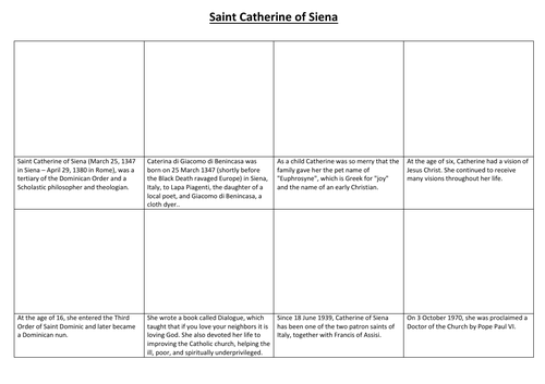 Saint Catherine of Siena Comic Strip and Storyboard