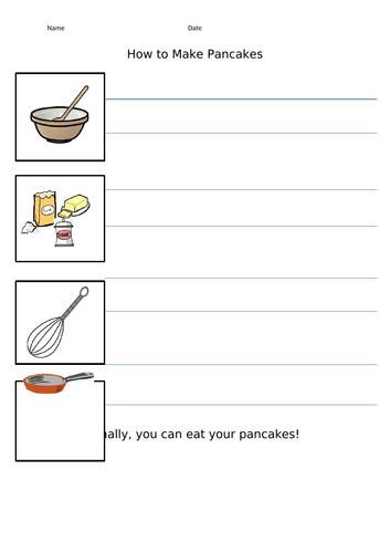 How to make Pancakes Writing Frame