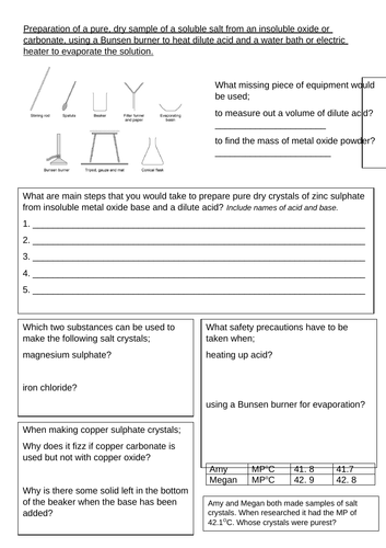 AQA GCSE trilogy Chemistry Required practical worksheets | Teaching ...