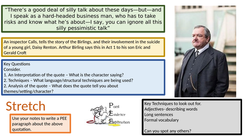 Inspector Calls Quotation Cards Teaching Resources