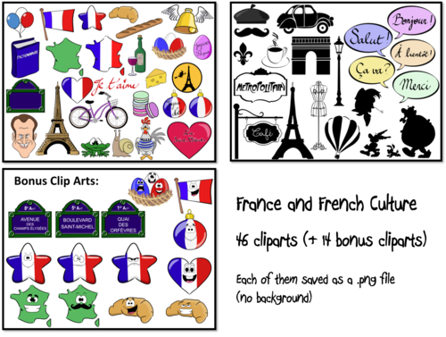 France- French Culture- Cliparts- for Personal or Commercial Use