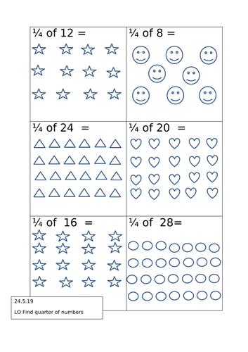 Year 1 Making Quarters Visual Worksheet