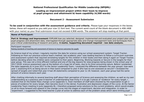 NPQML Final Assessment and Appendices - Passed February 2019 | Teaching